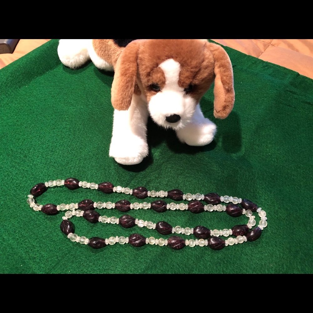 Brown and Clear Beaded Vintage Necklace